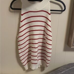 Versona Red and White Striped Turtleneck Sweater